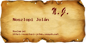 Noszlopi Jolán névjegykártya